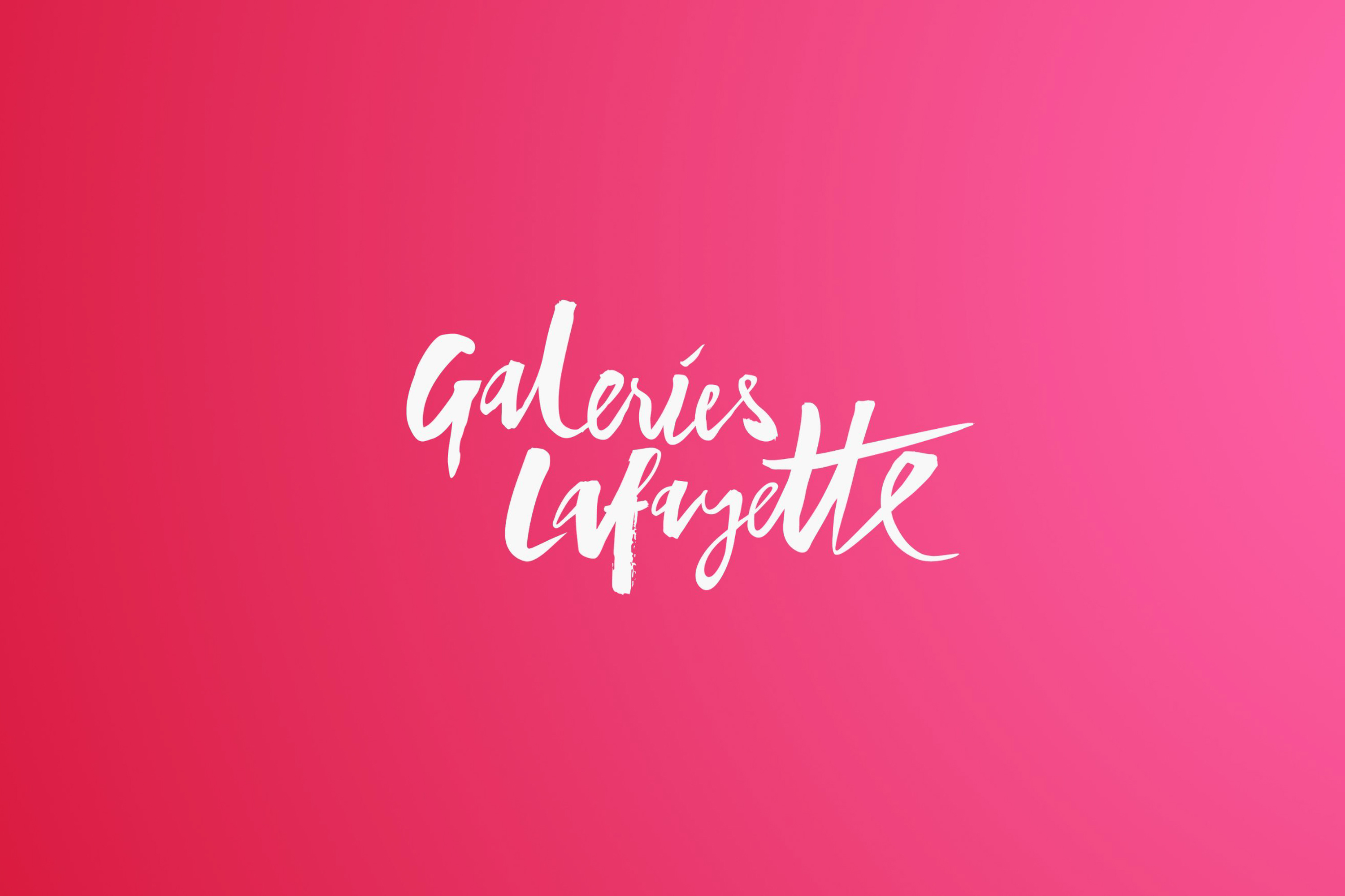 Logo Galeries Lafayette sur fond rose